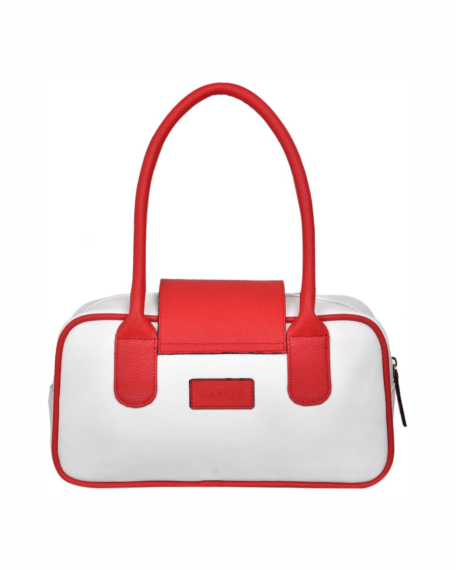 Two Tone Top Handle Handbag in White/Red - side view