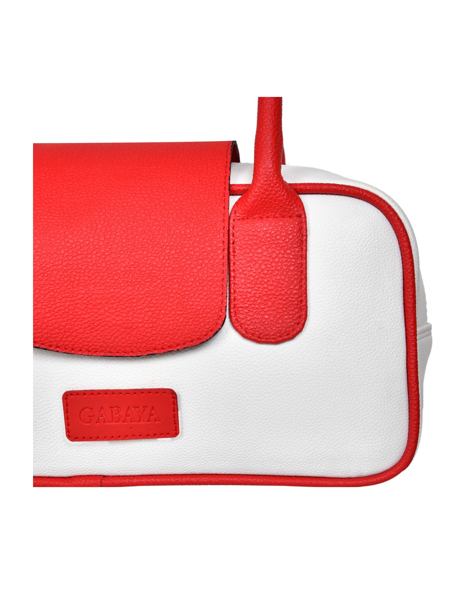 Two Tone Top Handle Handbag in White/Red - hardware detail