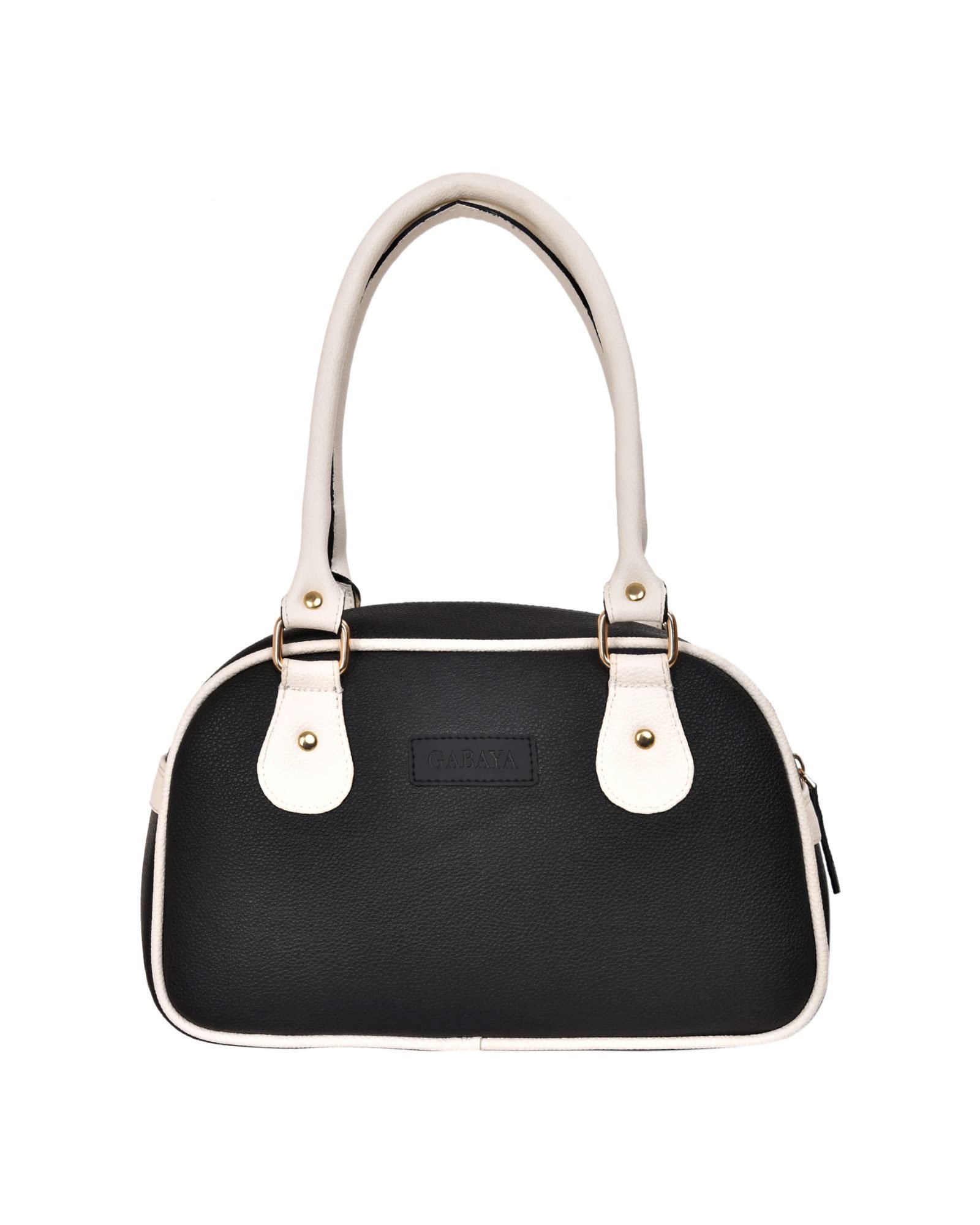 Two Tone Flap Top Handle Handbag in Black/White - underside