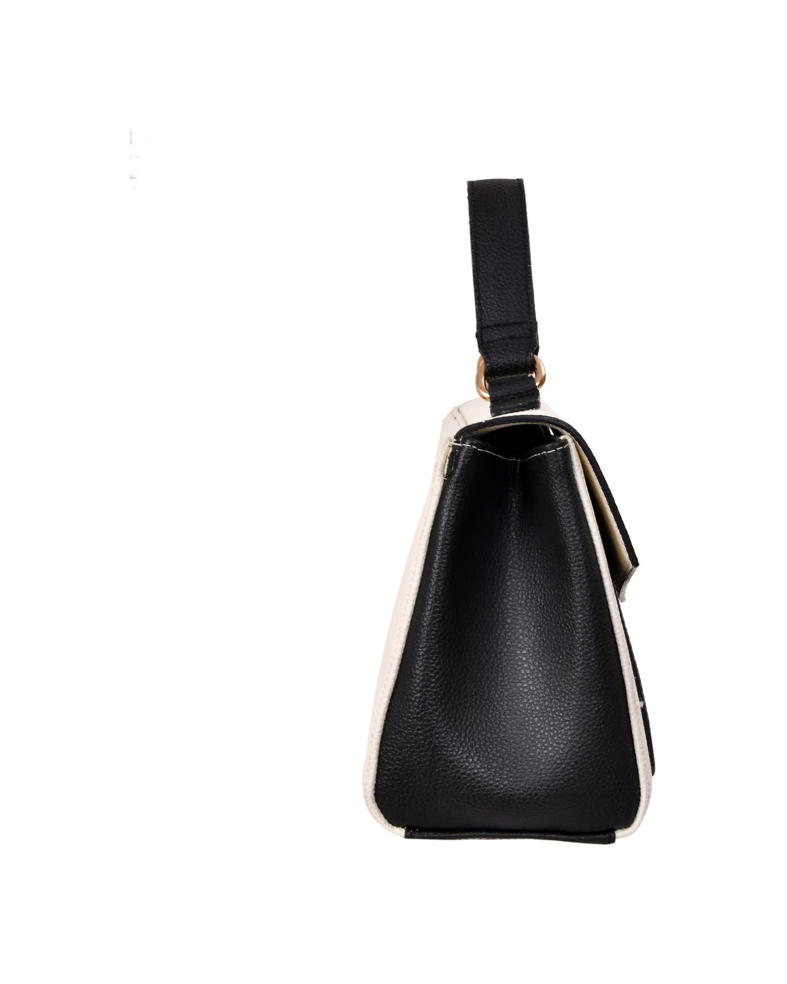 Two Tone Envelope Flap Handbag in Black/White - detail view
