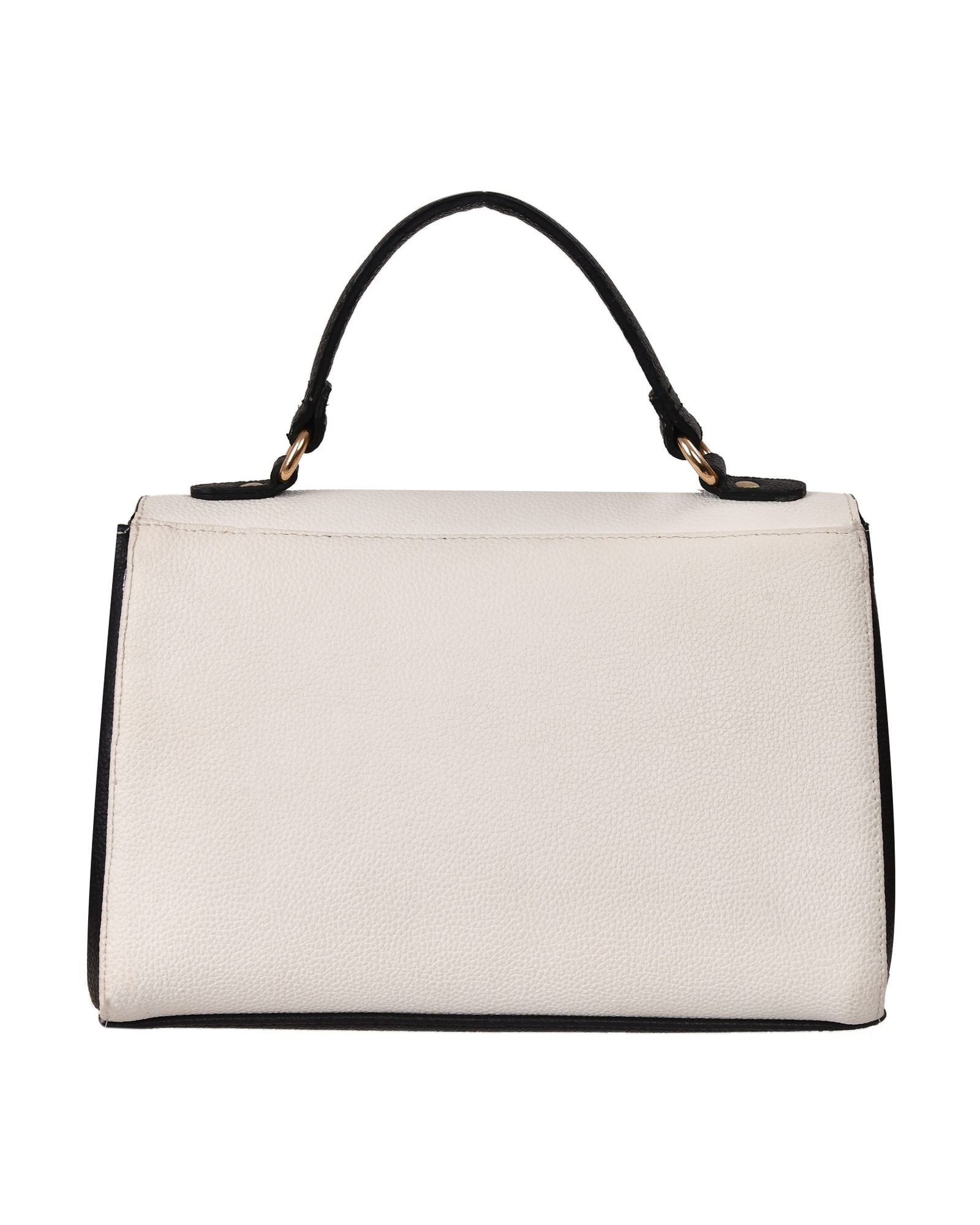 Two Tone Envelope Flap Handbag in Black/White - hardware detail