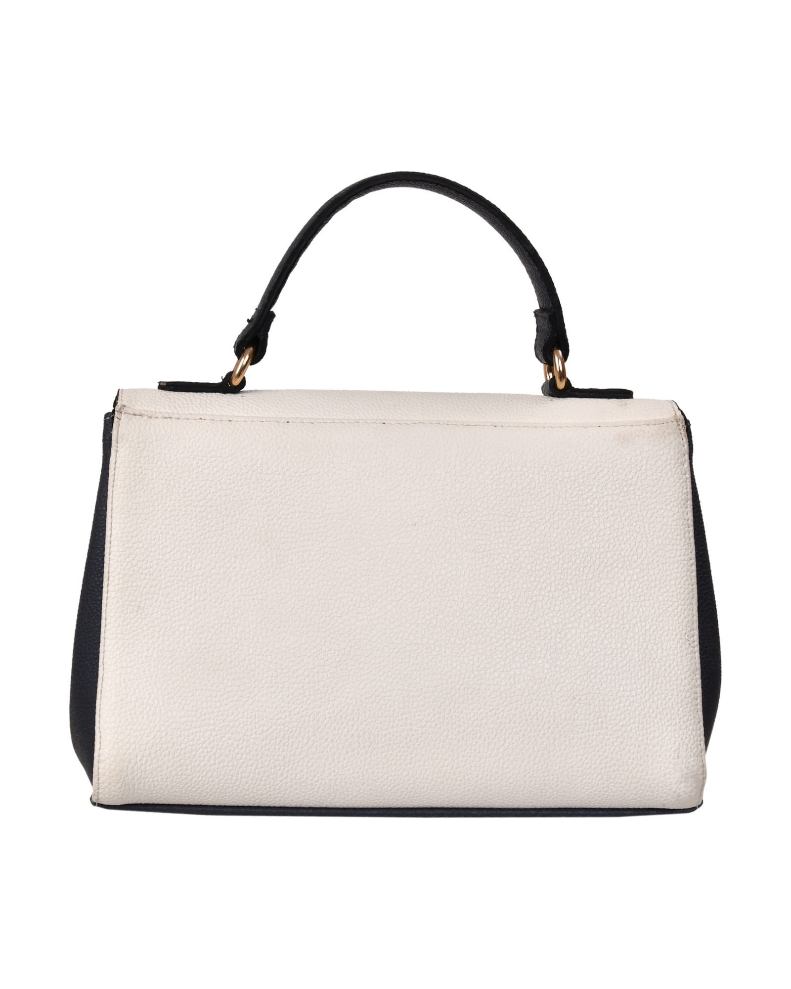 Two Tone Envelope Flap Handbag in Black/White - strap detail