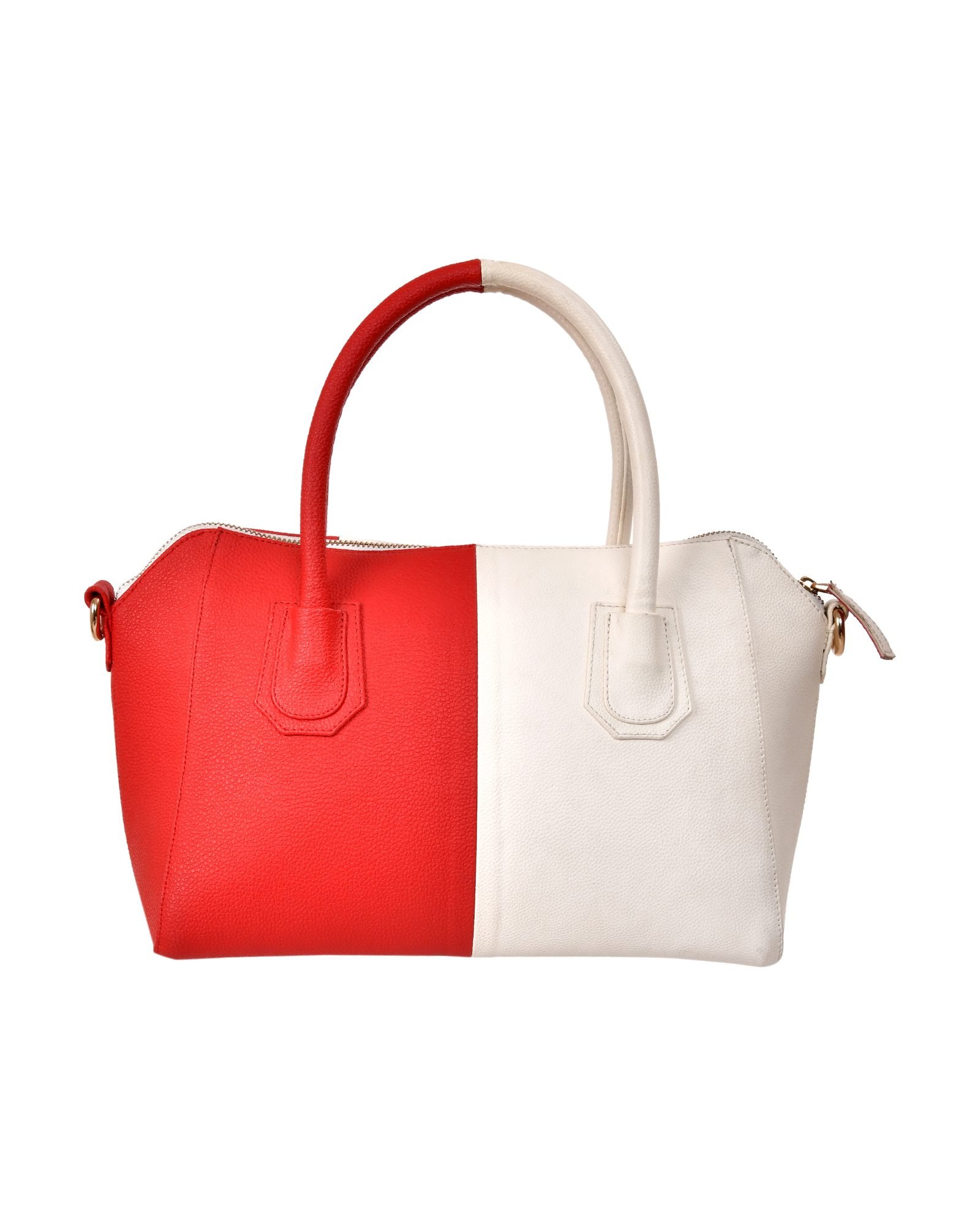 Two Tone Shoulder Strap Handbag in Red/White - hardware detail