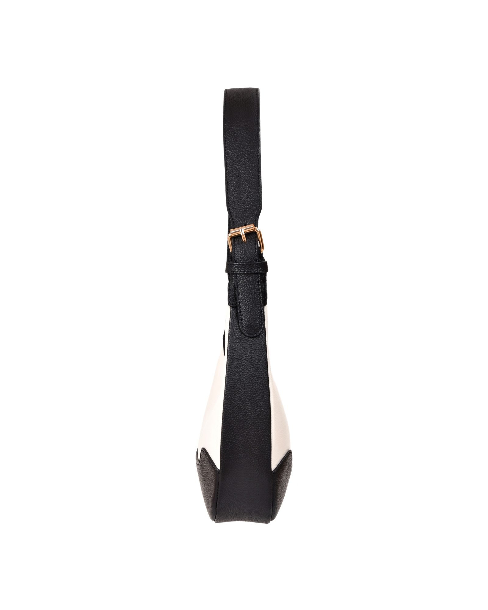 Two Tone Crescent Shoulder Bag in White/Black - detail view