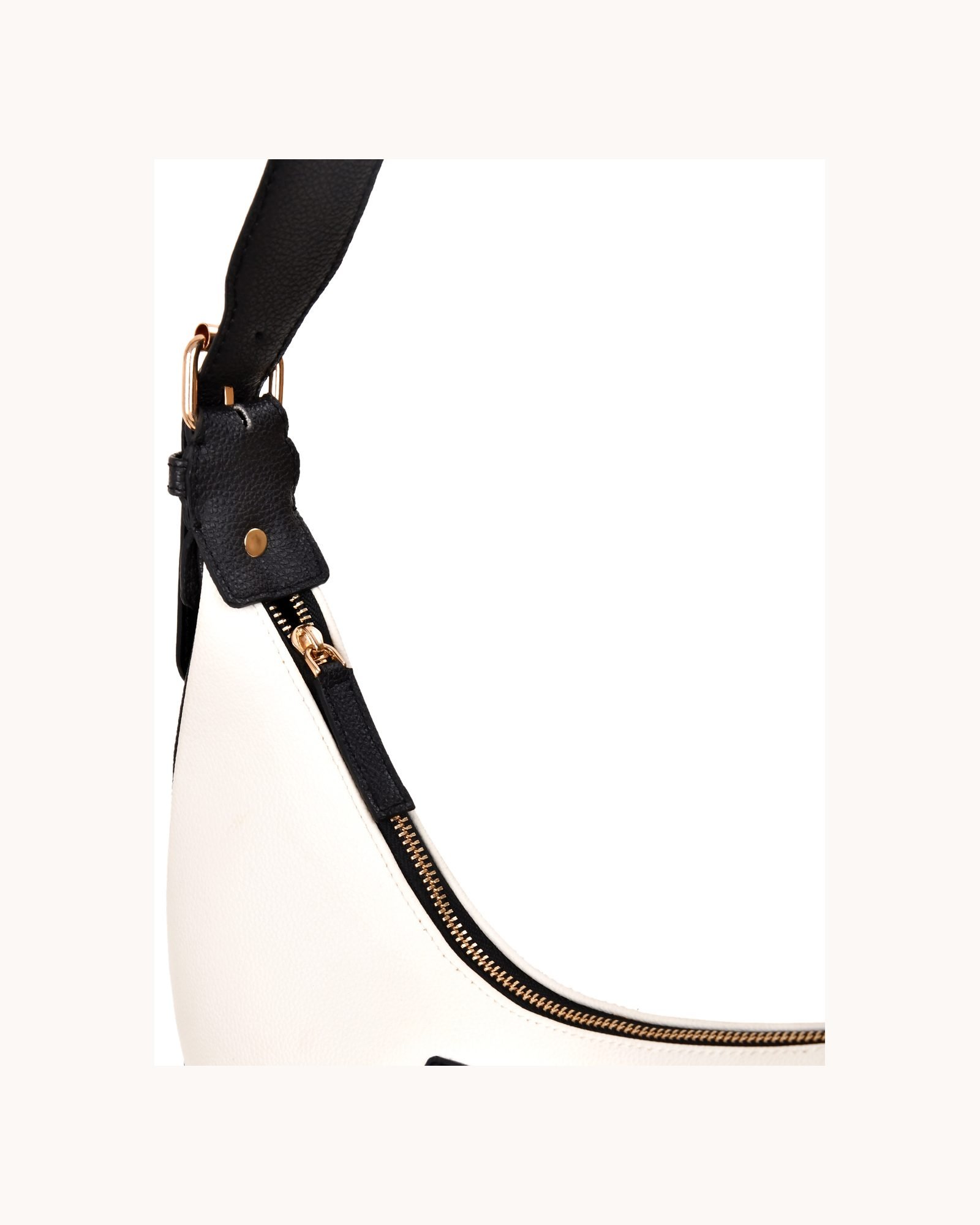 Two Tone Crescent Shoulder Bag in White/Black - underside