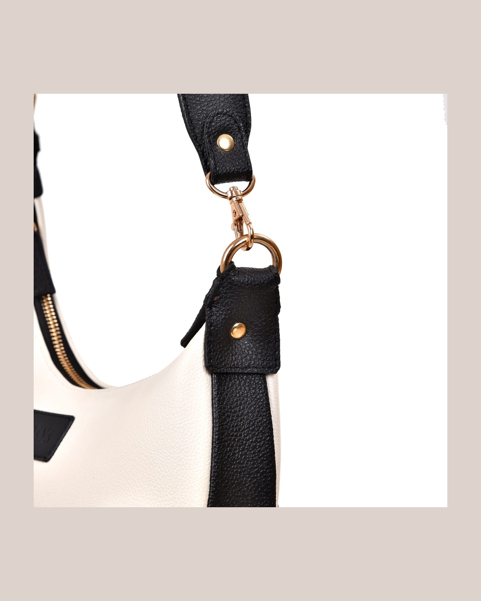 Two Tone Crescent Shoulder Bag in White/Black - additional view
