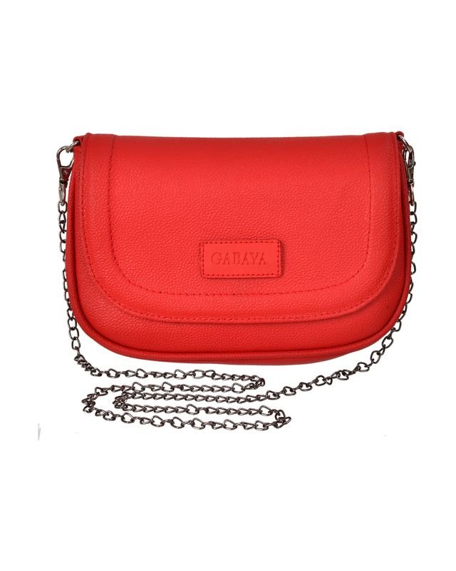 Chain Strap Flap Sling Bag in Red - front view