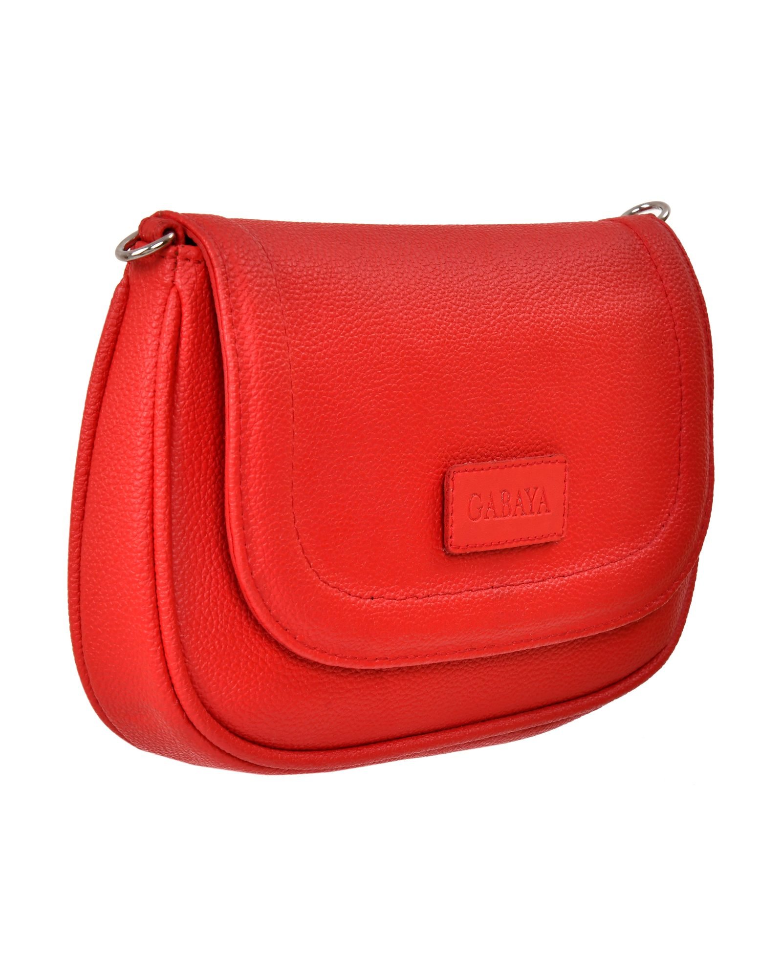 Chain Strap Flap Sling Bag in Red - side view