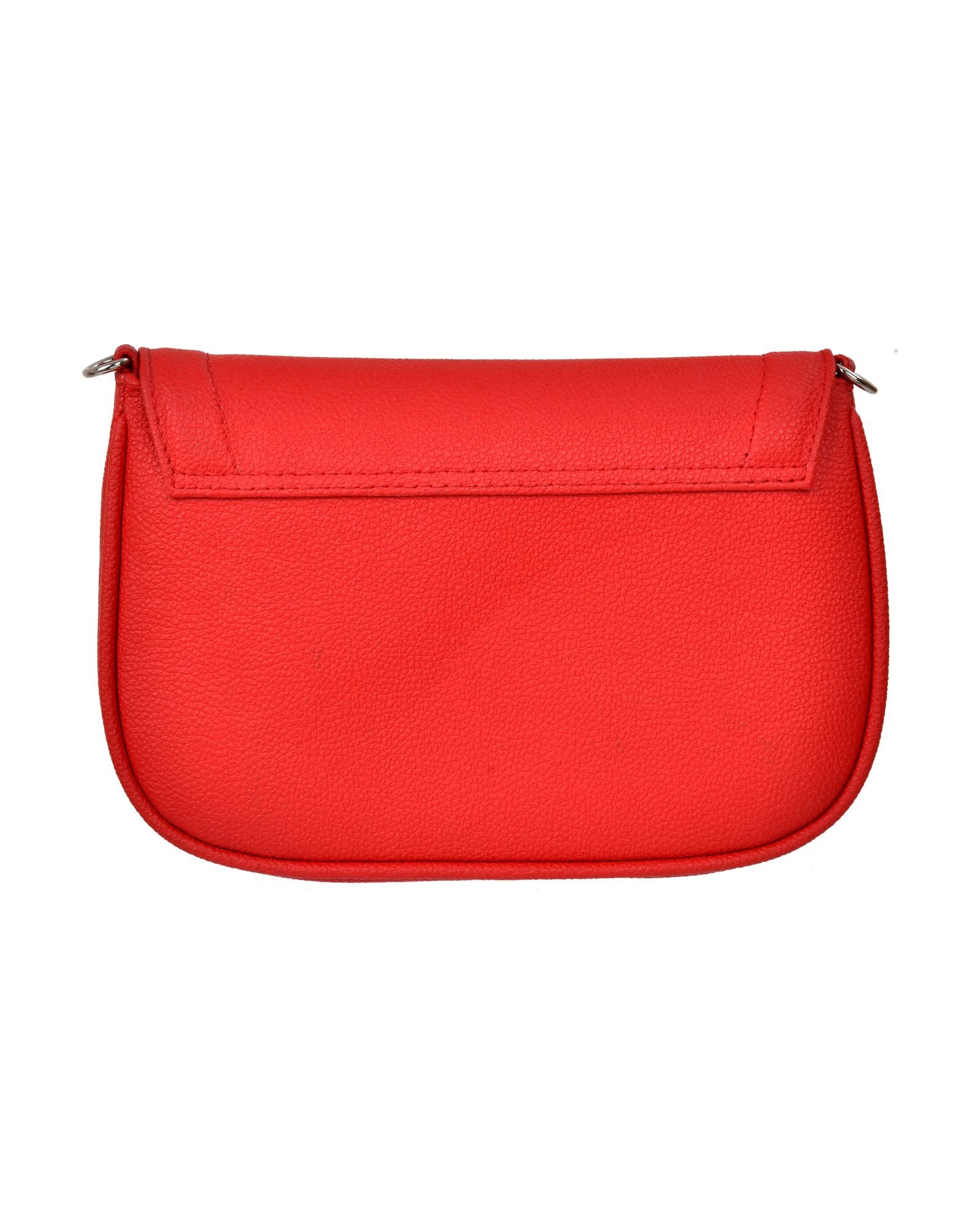 Chain Strap Flap Sling Bag in Red - hardware detail