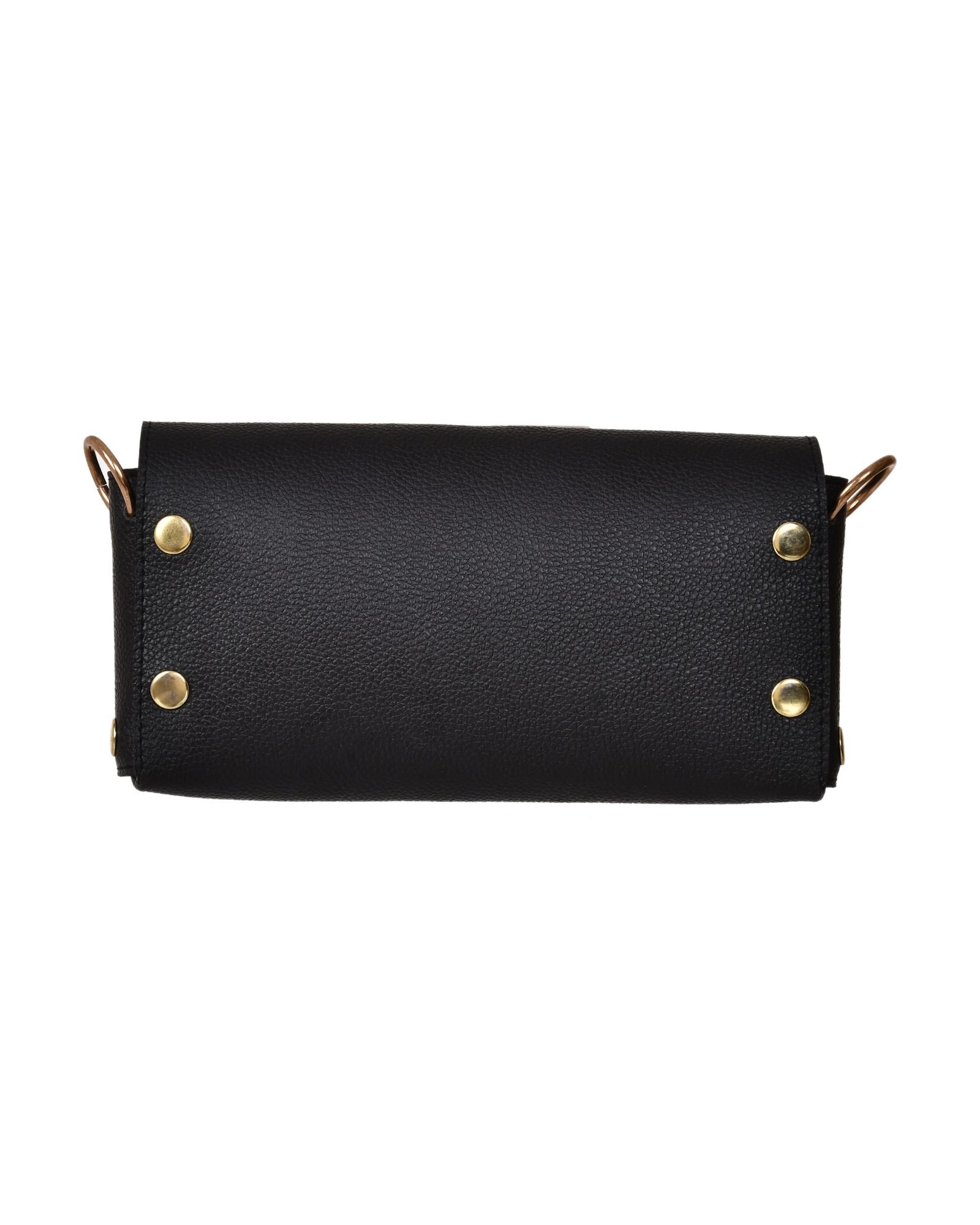 Chain Strap Fold Over Clutch Bag in Black - strap detail