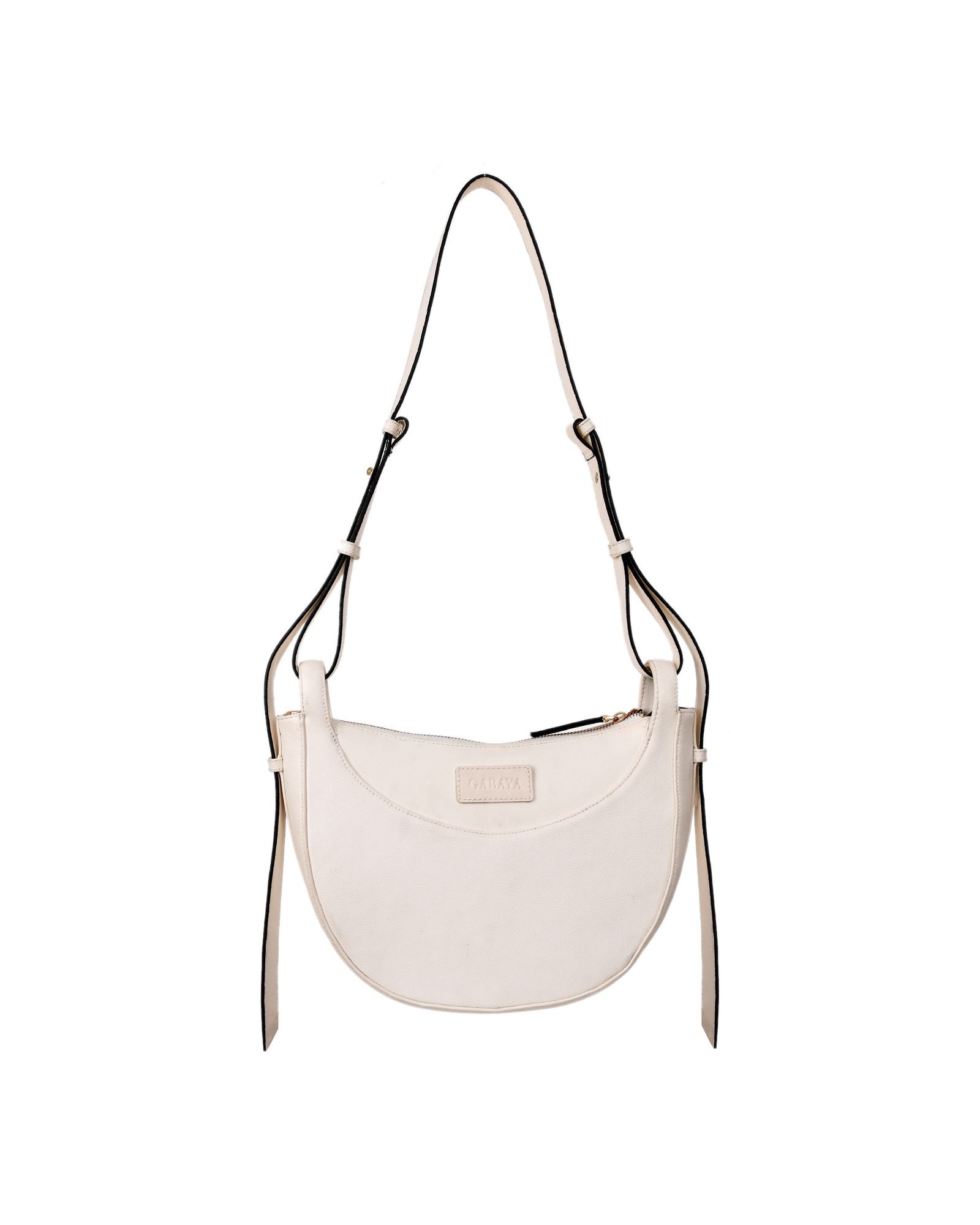 Crescent Hobo Shoulder Bag in White - front view