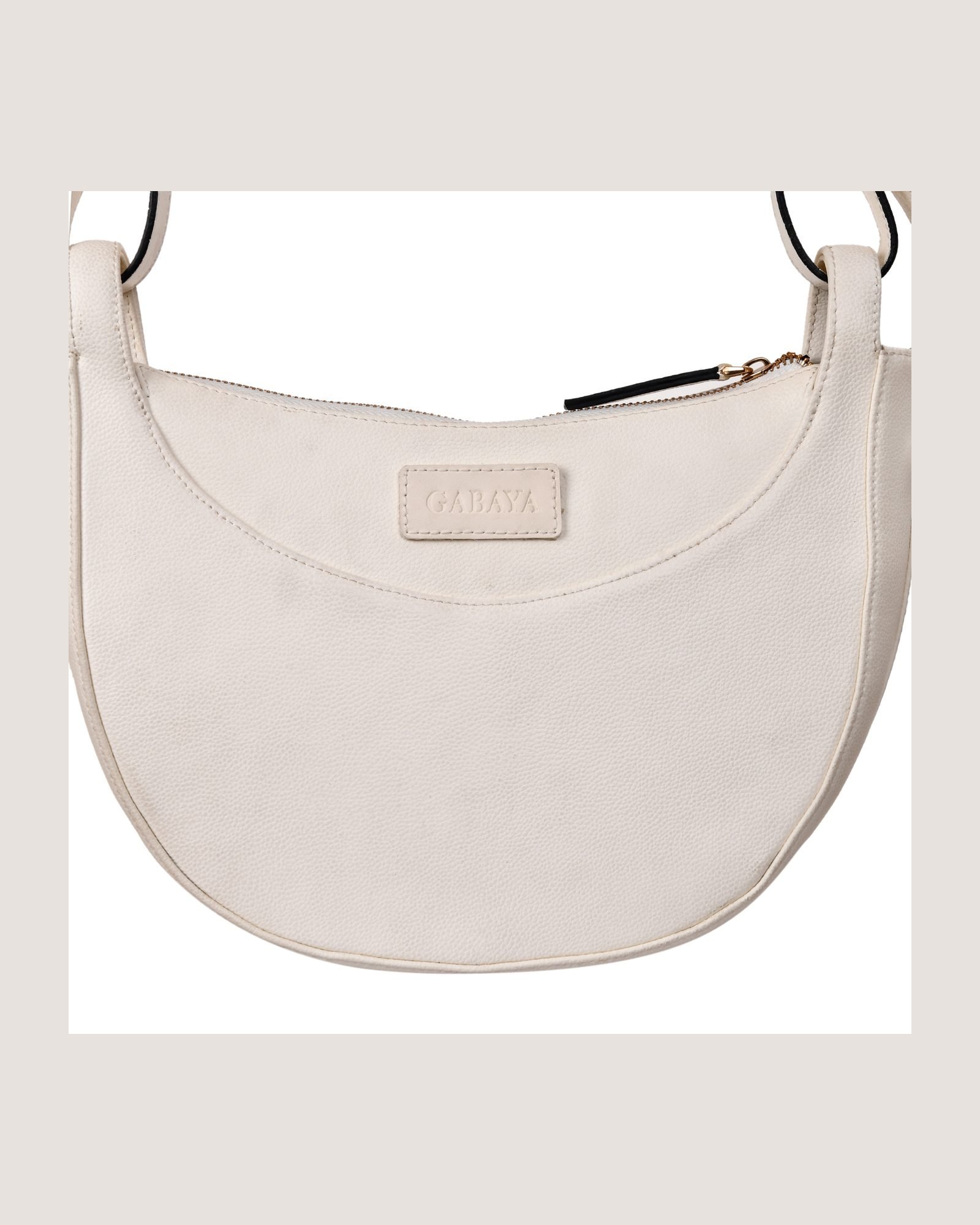 Crescent Hobo Shoulder Bag in White - three-quarter view