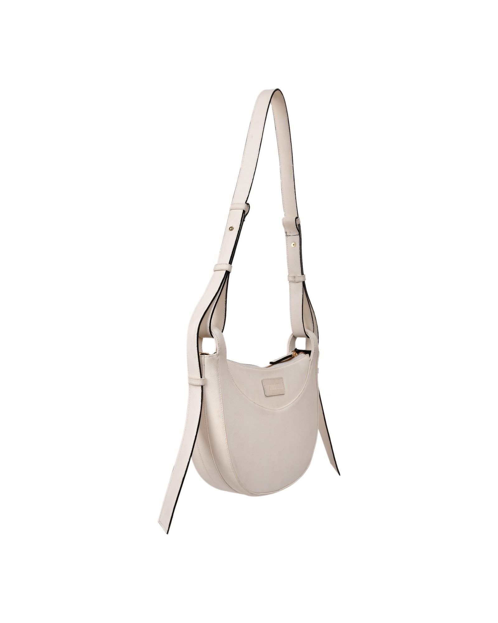 Crescent Hobo Shoulder Bag in White - side view