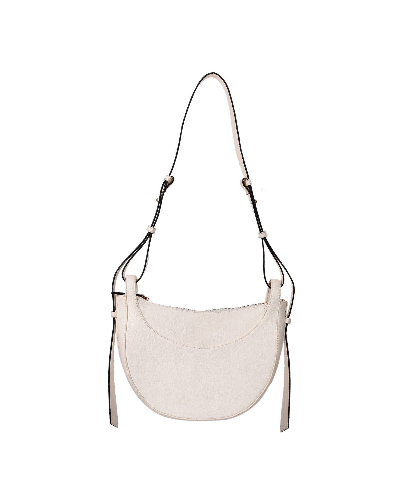 Crescent Hobo Shoulder Bag in White - hardware detail