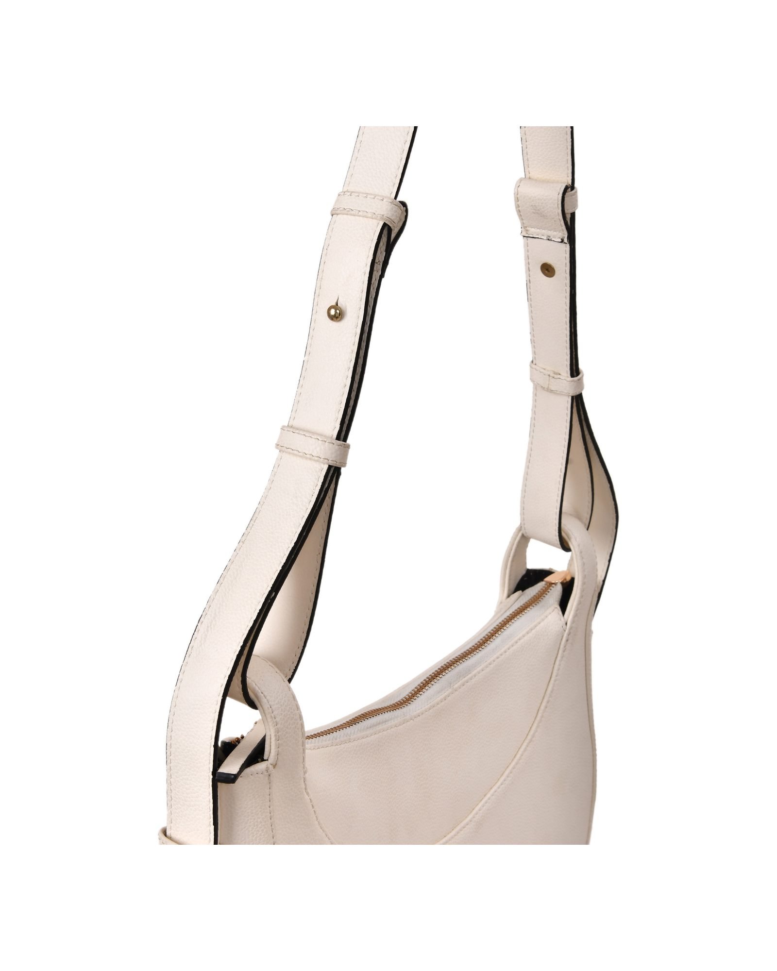 Crescent Hobo Shoulder Bag in White - underside